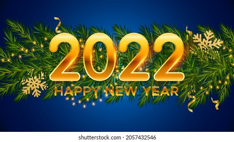 2022 New Year Blue Background Golden Stock Vector (Royalty Free ...