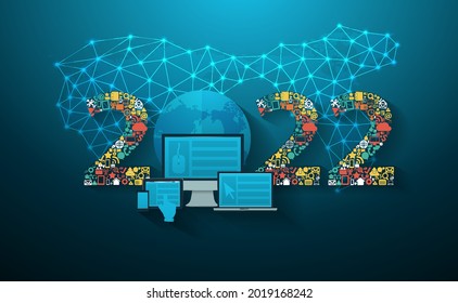 2022 new year Business innovation technology set application icons digital marketing ideas concept, Vector illustration modern design layout template - Shutterstock ID 2019168242