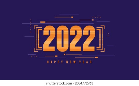 2022 new year celebration background vector design with purple and golden color theme