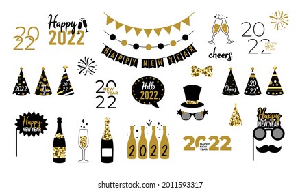 2022 New Year celebration. Christmas and new year decoration. Vector