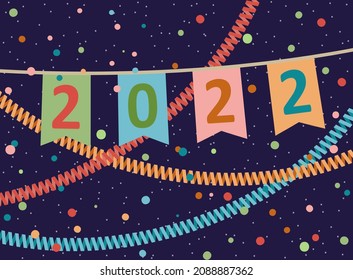 2022, Año Nuevo, Navidad. Ilustración vectorial.