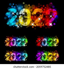 2022 New Year Colorful Sparkling Bokeh Typography