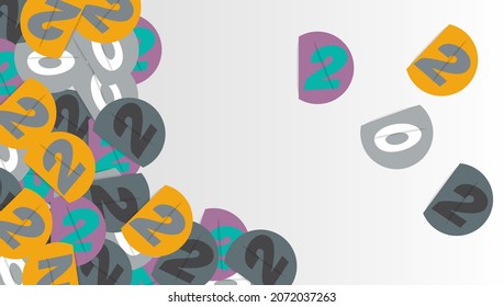2022 nuevo concepto de fondo con pedazos de papel con números escritos en orden aleatorio