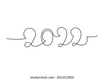 2022 New Year continuous line concept. Vector illustration.