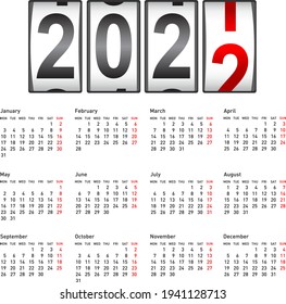 2022 New Year counter, change calendar illustration.