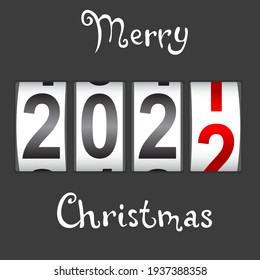 2022 New Year counter Christmas congratulation Black background.