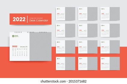 2022 New Year Desk Calendar Template With Creative And Minimal Design Layout For Print