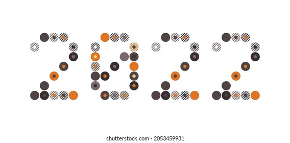 2022 New Year diverse unusual sign for 2022 event decoration, cute graphic, creative emblem concept for banner, brochure, flyer, calendar, greeting card, event invitation. Isolated vector logotype.