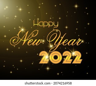Neuer Jahreseffekttext 2022 mit schwarzem Hintergrund, glänzender Goldeffekt, Galaxie, Geschenk und Schlange. Frohes neues Jahr 2022-Urlaubsposter