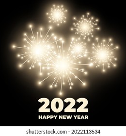 2022 New year festive vector background with fireworks and sparkle celebration lights. Merry christmas and happy new year 2022 realistic firework. Abstract festive xmas background. Vector illustration