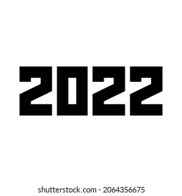 2022 New Year. Figures, numbers. Black silhouette. Front horizontal view. Vector simple flat graphic illustration. The isolated object on a white background. Isolate.