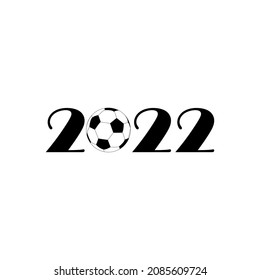 2022 New Year. Figures, numbers. Black silhouette. Front horizontal view. Vector simple flat graphic illustration. The isolated object on a white background. Isolate. Football championship