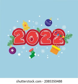2022 New Year funny numbers. 2022 logo text design. 