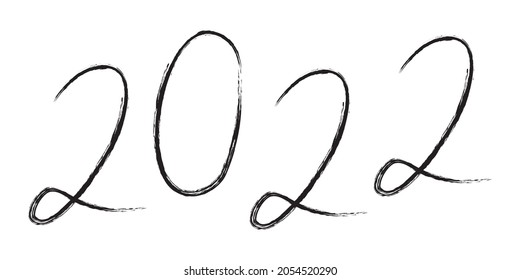 2022 New Year - gold brush painted ink stamp on white background