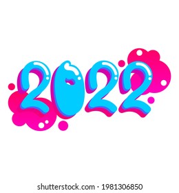 2022 new year graffiti font number design. 2022 lettering handsfree. New font number for poster, calendar, greeting cards, template, etc. Cute font number 2022.