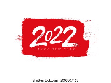 2022 New Year icon design template. Hand drawn icons 2022 Merry Christmas number design template. Grunge Happy New Year text symbols. Vector with white and red label. Countdown to new year 2022.