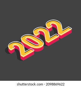 Diseño isométrico 3d de año nuevo 2022