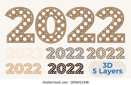 2022 New Year Layered 3D SVG Cut File  svg