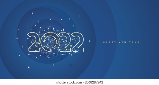 2022 New Year with light arrows shapes design sparkle firework abstract blue background new idea for greeting card