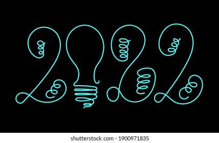 2022 Neues Jahr. Glühbirne. Vektordesign-Vorlage. Aufkleber Banner-Text