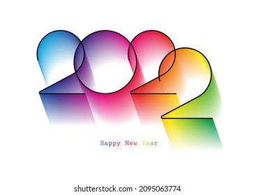 Diseño del logo de Año Nuevo 2022. Tarjeta de saludo de vacaciones. Ilustración vectorial. Diseño de vacaciones para tarjeta de saludo, invitación, calendario, fiesta, etiqueta de vacaciones coloridas aislado en fondo blanco 