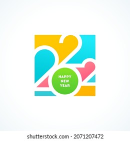 2022 new year logo. Greeting design with multicolored number of year. Design for greeting card, invitation, calendar, etc.