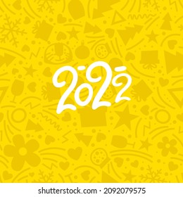 2022 New Year logo. Greeting card with inscription 2022 for your layout flyers and greetings card or christmas themed invitations. Vector Illustration. Isolated on white background.
