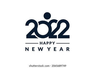 Plantilla de logotipo de año nuevo 2022. Números abstractos en estilo minimalista. Diseño para folletos, tarjetas de felicitación, calendario, etc.