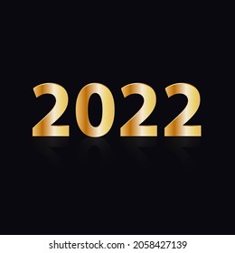 Im Jahr 2022, neue Jahreszahl Modell goldene Farbe Design 