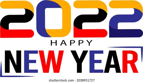 2022 New Year numbers with gradient color. 2022 Happy New Year logo text design.