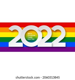 2022 New Year Numeral Text Lettering on Bright Colorful Rainbow Background Design Template. Greeting Card, Banner or Invitation for Creative Idea