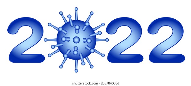 2022 New Year numeration and abstract coronavirus icon. Novel coronavirus 2019-nCoV