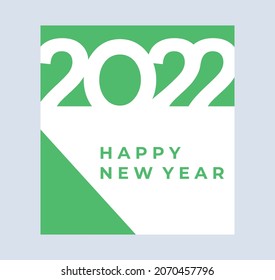 Afiche de año nuevo 2022. Cubierta sobre fondo verde con texto. Feliz Navidad y feliz año nuevo. Moderno estilo minimalista.