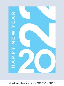 2022 new year poster set. Cover on blue background with text. Merry Christmas and happy new year. Modern manamalistick style.