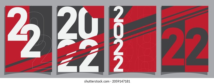 2022 New Year posters set, Design templates.for celebration and season decoration. backgrounds for branding, banner, cover, card