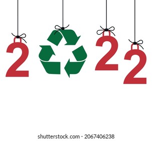 2022 new year recycling concept. steps for green and clean energy in the future. Concept of saving the world. editable vector,illustration
