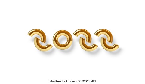 2022 New Year sign with abstract golden letters. 3D illustration