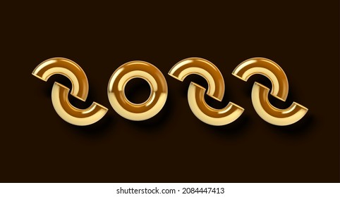 2022 New Year sign with abstract golden letters. 3D illustration