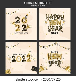 2022 New Year Social Media Posts Or Template Layout In Four Options.