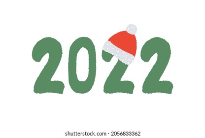 2022 New Year symbol. Inscription decorated with a Christmas hat. Perfect for calendar, Cover of business diary for 2022 Brochure design template, card, banner.