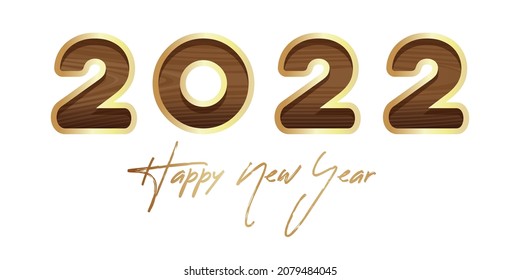 2022 New Year symbol. Wooden figures carved in white. Happy New Year. Template for New Year's design. Vector illustration