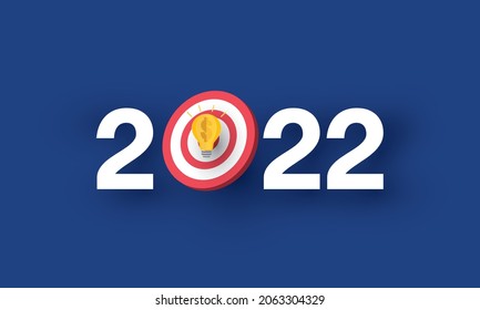 2022 New Year target and goals with 2022 text, Creative idea, Concept inspiration business