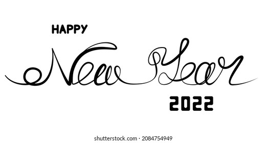 2022 Neujahrstext für Design aus Linien. Frohes neues Jahr 2022 für Broschüren-Design, Karte, Banner