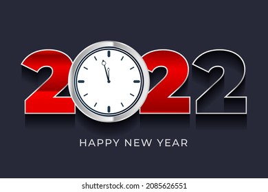 2022 new year text design with silver clock