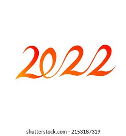 2022 new year text design vector with red and orange gradient color