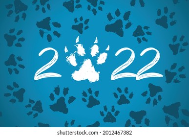 2022 New year. Tiger's paw. Vector illustration.