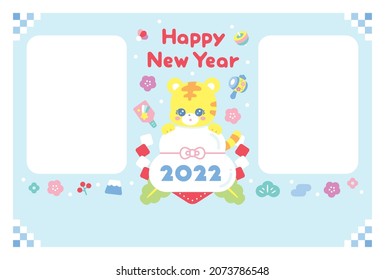 2022 New Year's card template. Please use it with a photo. Since it is vector data, it can be easily edited.