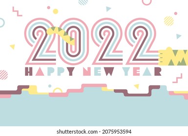 2022 New Year's card template. Please use it by putting a message in the copy space. Since it is vector data, it can be easily edited.