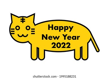 2022 New Year's card. Year of the Tiger. Vector illustration. Icon, logo, banner. Simple design.