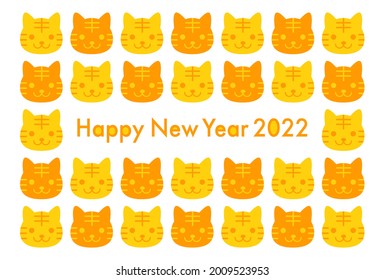 2022 New Year's card. Year of the Tiger. Vector illustration. Tiger face pattern design.